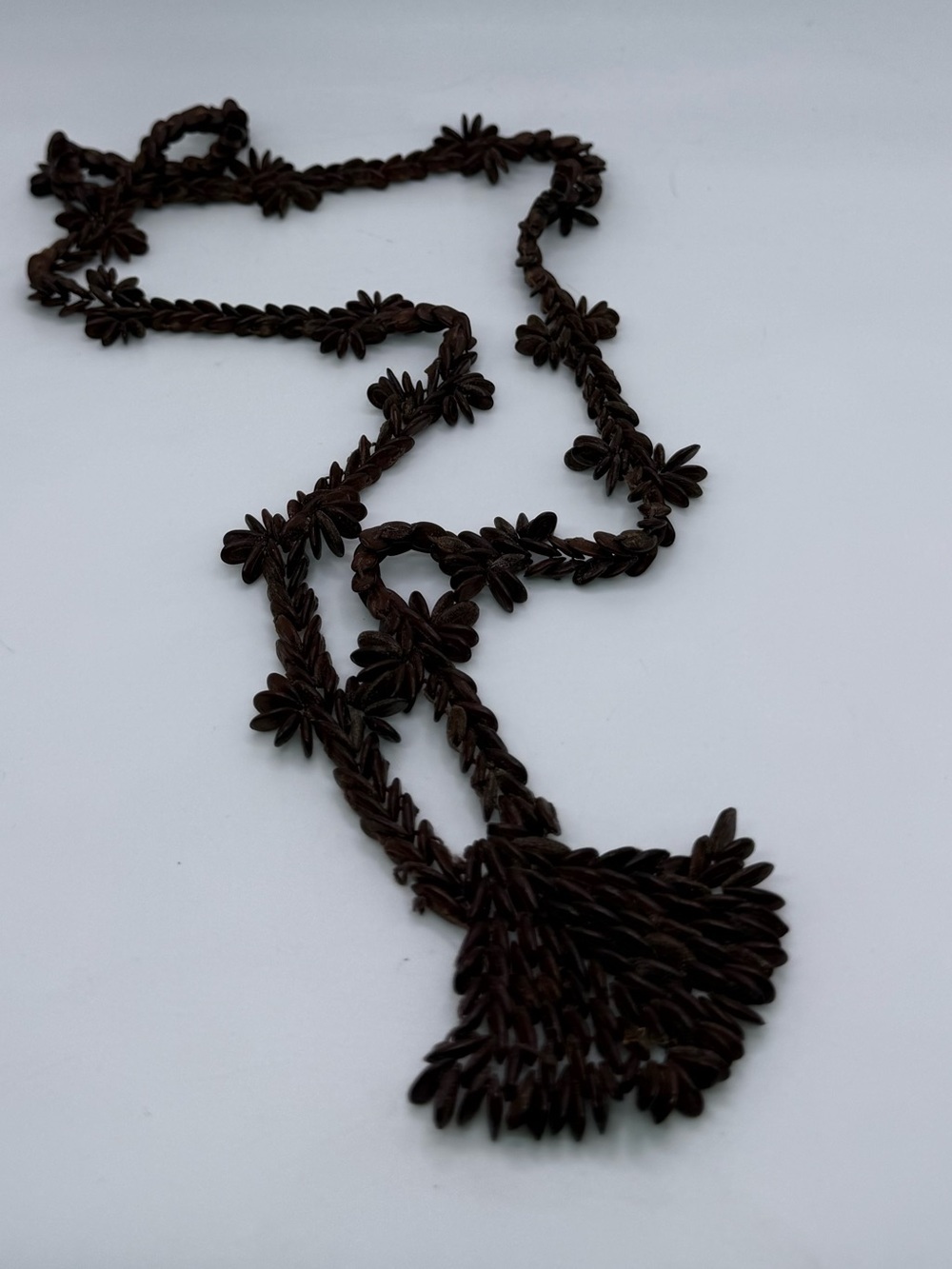 Vintage Hawaiian Natural Seed Lei Necklace Brown Artisan Boho